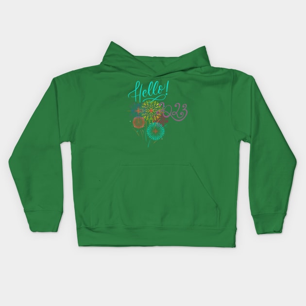 Hello 2023 Kids Hoodie by Lili's Designs